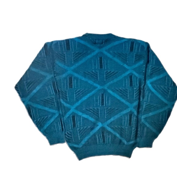 Vintage Sweater Graphix teal texturized sweater L - Picture 4 of 6